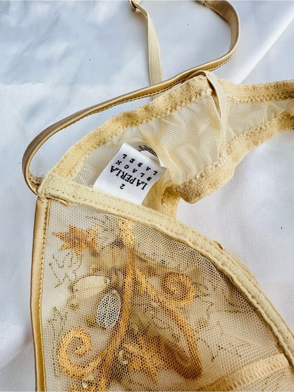 La Perla Sheer Embroidered crystals  Balconette Bra - Gold #152 - Picture 13 of 15
